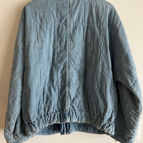 Free People Chloe Dolman Chambray Denim Quilted Jacket size S - Picture 5 of 11
